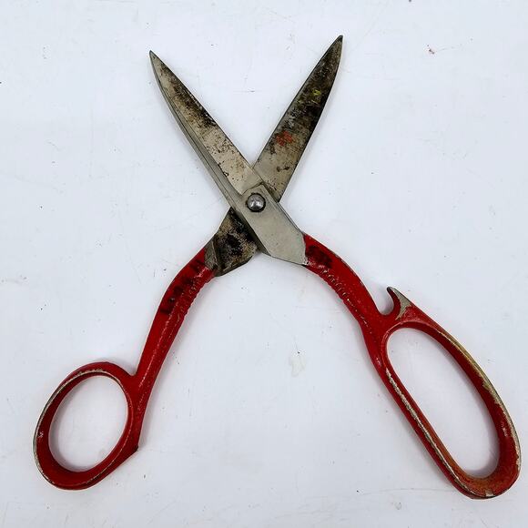 Vintage Multi Purpose Kitchen Shears Cutlery Red Handle Scissors Opener 8" *READ - Picture 3 of 6